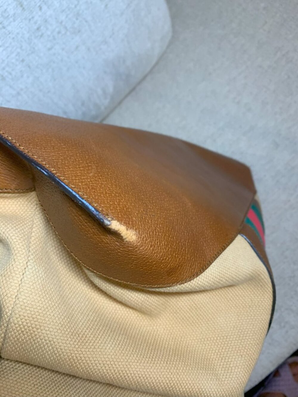 Gucci Crest Braided-Handle Large Canvas Tote - Picture 13 of 16